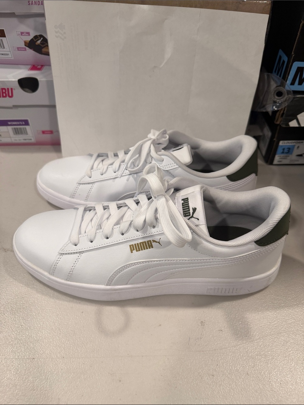 Puma Men’s Ace Court Lace Up Fashion Sneakers White Green Size 10.5 M US